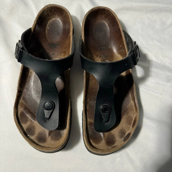 Birkenstock Gizeh Sandals Black Adjustable Buckle Strap Size 34 (US  4) 220cm - Picture 1 of 16